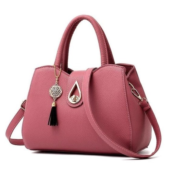 Handbags - Fashion Leather Shoulder Handbag - Mauve